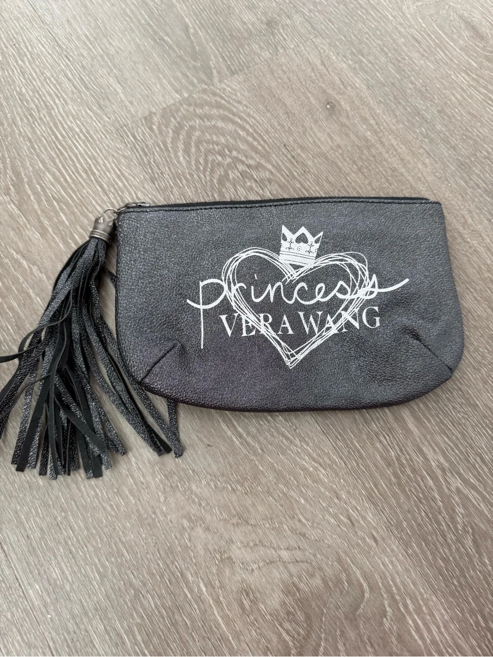 Vera Wang Black 'Princess' Heart Logo Tassel Cosmetic Pouch